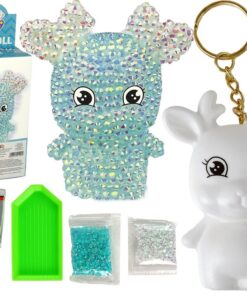 3D kristalų raktų pakabukas Žalias elniukas