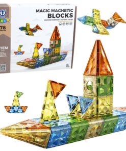78 dalių magnetinis konstruktorius – figūros ir formos