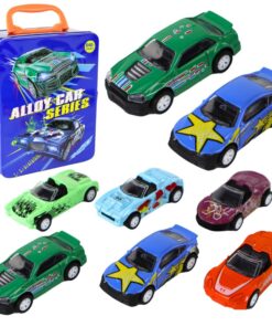 Automobilių rinkinys su metaline dėže 1:64
