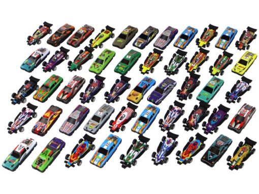 Automobilių spyruokliniai žaislai spalvoti 50 vnt