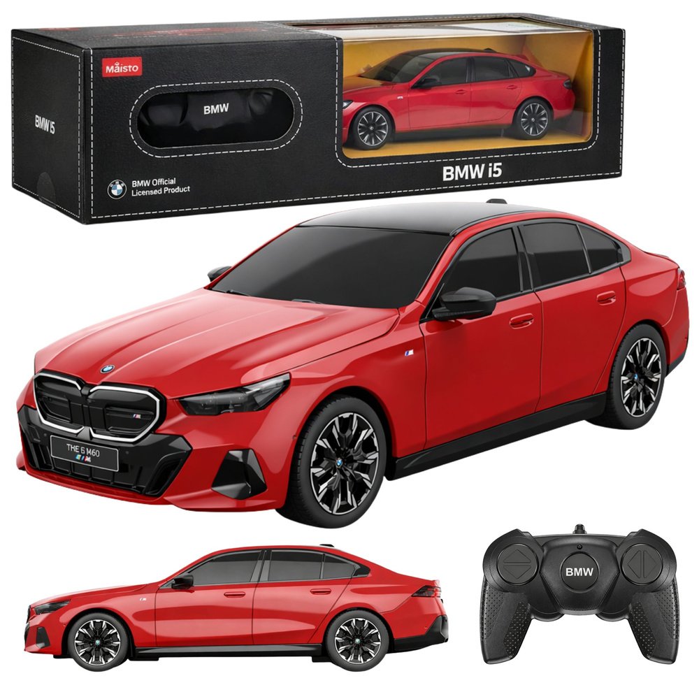 BMW i5 RASTAR 1:24 &ndash; Punane puldiga elektriauto