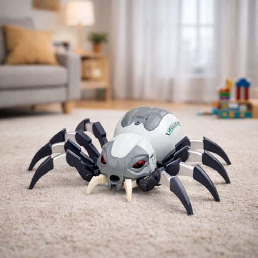 Didelis nuotoliniu būdu valdomas voras robotas su dūmais