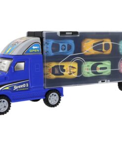 Didelis vilkikas su 6 automobiliais