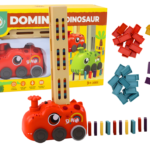 Dinozauras su domino kaladėlėmis raudonas