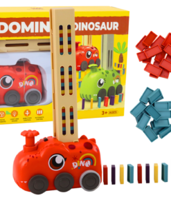 Dinozauras su domino kaladėlėmis raudonas