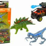 Dinozaurų rinkinys su raketų automobiliu
