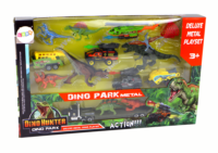 Dinozaurų rinkinys su sraigtasparniu ir automobiliais