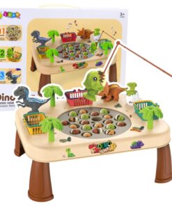 Dinozaurų žvejybos stalas su meškerėmis