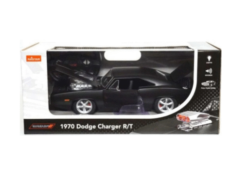 Dodge Charger R/T RC 1:16 juodas sportinis automobilis