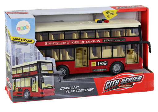 Dviaukštis miesto autobusas raudonas 1:16