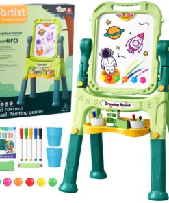 Dvipusė magnetinė edukacinė lenta su stoveliu