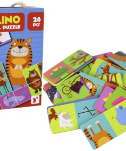 Dvipusis domino gyvūnai dėlionė 28 elementai