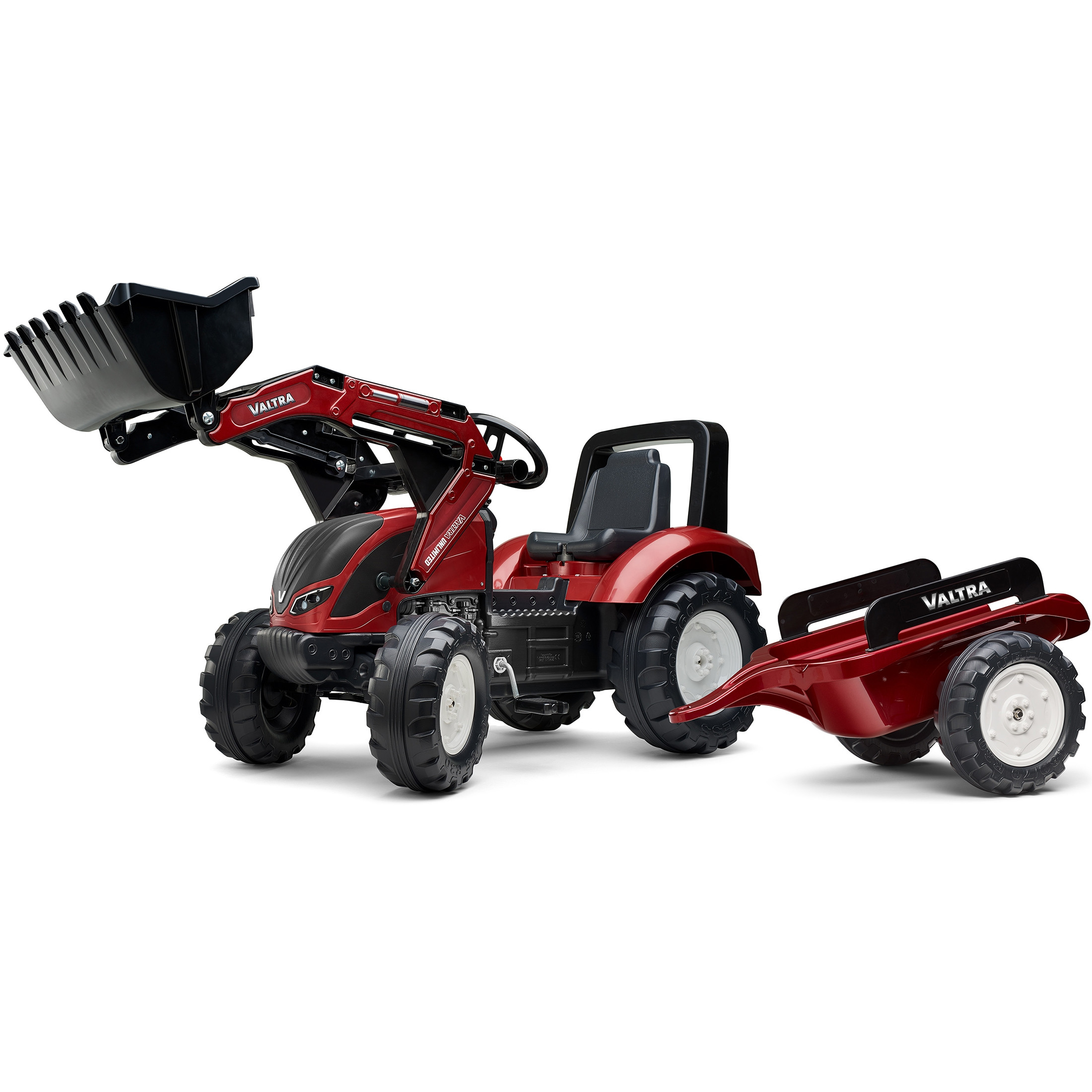 FALK Valtra S4 pedaalitraktor kopa ja haagisega
