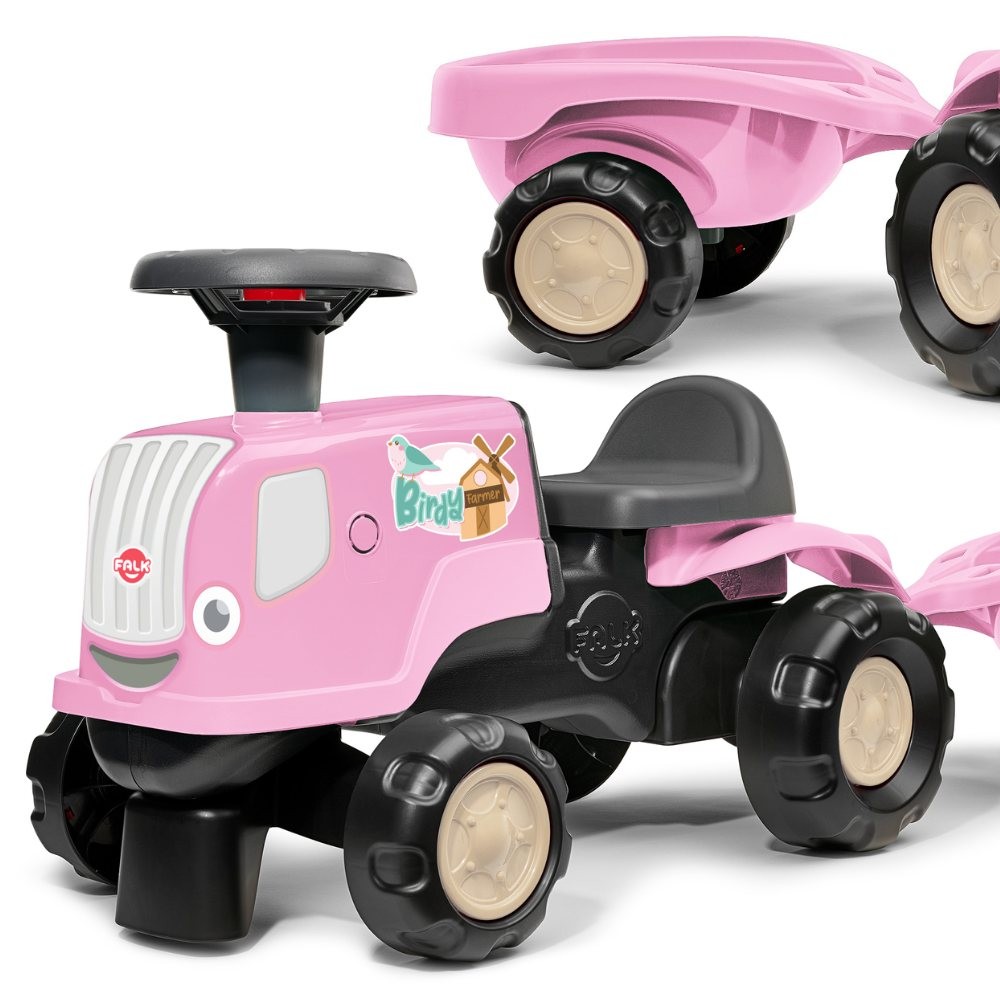 FALK haagisega m&auml;gitraktor "Birdy Farm" roosa
