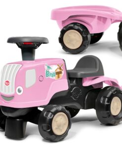 FALK važiuojamas traktorius „Birdy Farm“ rožinis su priekaba