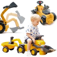 FALK važiuojamas „Komatsu“ traktorius su ekskavatoriumi