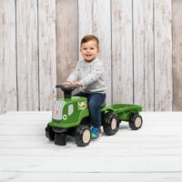 FALK „Birdy Farm“ žalias važiuojamas traktorius su priekaba