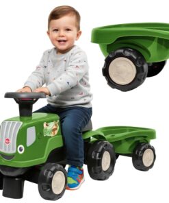 FALK „Birdy Farm“ žalias važiuojamas traktorius su priekaba