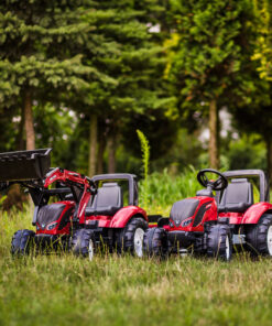 FALK „Valtra S4“ pedalinis traktorius su kaušu ir priekaba