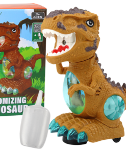 Geltonas šokantis dinozauras su dūmais