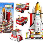 Konstruktorius „Kosminė raketa 6in1“ – 1000 detalių kosminių transporto priemonių rinkinys
