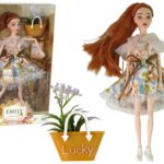 Lėlė emilija su rankine ir gėlėmis