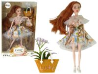 Lėlė emilija su rankine ir gėlėmis