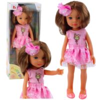 Lėlė su rožine suknele ir ilgais rudais plaukais – Pretty Girl