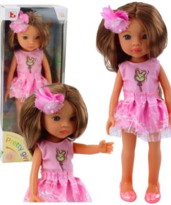 Lėlė su rožine suknele ir ilgais rudais plaukais – Pretty Girl