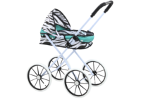 Lėlių vežimėlis zebra turkio spalvos