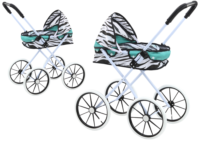 Lėlių vežimėlis zebra turkio spalvos