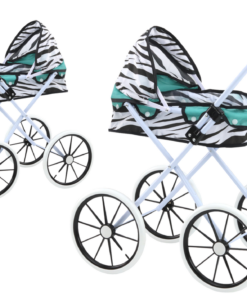Lėlių vežimėlis zebra turkio spalvos