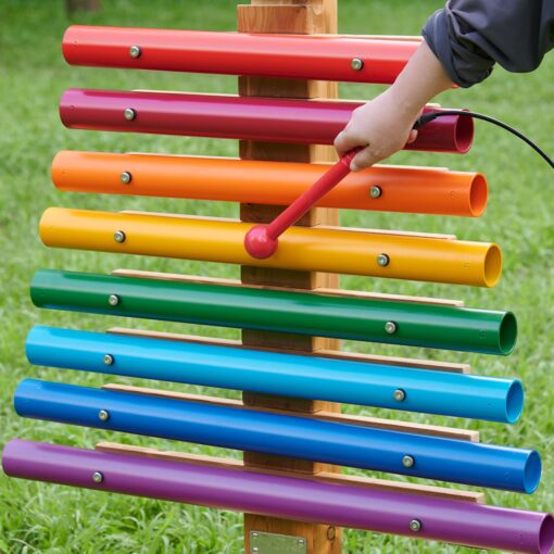 MASTERKIDZ „Rainbow Music Tower“ vamzdinių varpelių ksilofonas