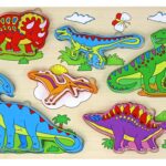 Medinė dinozaurų dėlionė 3D logika