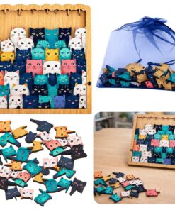 Medinė kačiukų dėlionė – edukacinė 14 cm dėlionė vaikams