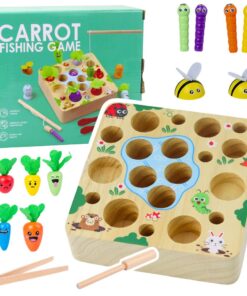 Medinis „Carrots Game“ žaidimas su magnetine kirmėlyte ir meškere