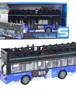 Mėlynas dviaukštis autobusas 1:16 su garsais