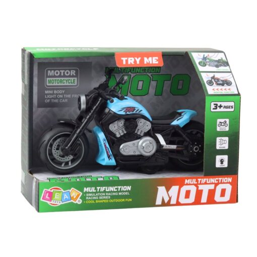Mėlynas žaislinis motociklas su šviesomis