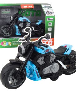 Mėlynas žaislinis motociklas su šviesomis