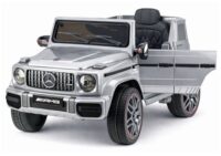 Mercedes AMG G 63 – elektrinis vaikiškas sidabrinis automobilis