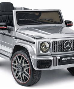 Mercedes AMG G 63 – elektrinis vaikiškas sidabrinis automobilis