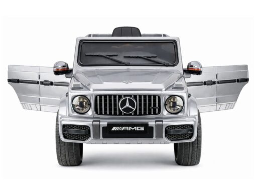 Mercedes AMG G 63 – elektrinis vaikiškas sidabrinis automobilis