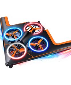Nuotolinio valdymo skraidantis keturpropeleris dronas su LED apšvietimu