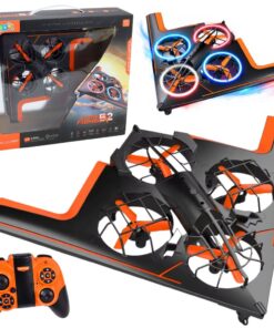 Nuotolinio valdymo skraidantis keturpropeleris dronas su LED apšvietimu