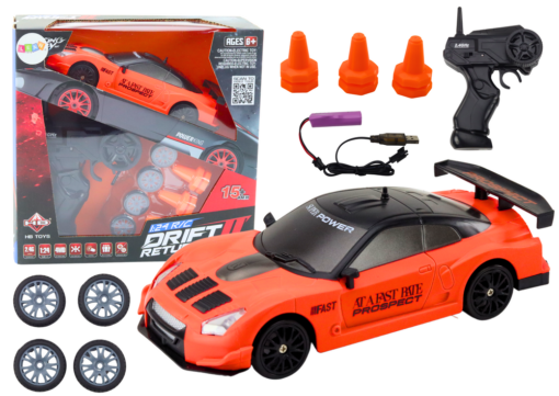 Oranžinis R/C sportinis automobilis 1:24
