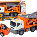 Oranžinis tralas su automobiliu 1:16