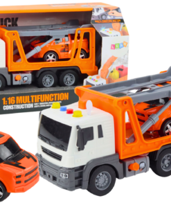 Oranžinis tralas su automobiliu 1:16