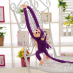 Pliušinė beždžionė su mažyliu violetinė 70 cm