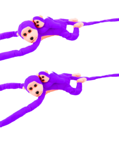 Pliušinė beždžionė su mažyliu violetinė 90 cm