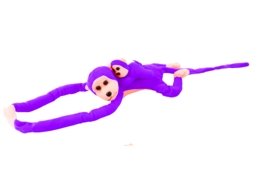 Pliušinė beždžionė su mažyliu violetinė 90 cm